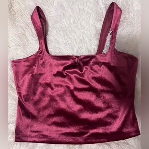 Wild Fable Satin Wine Crop Top